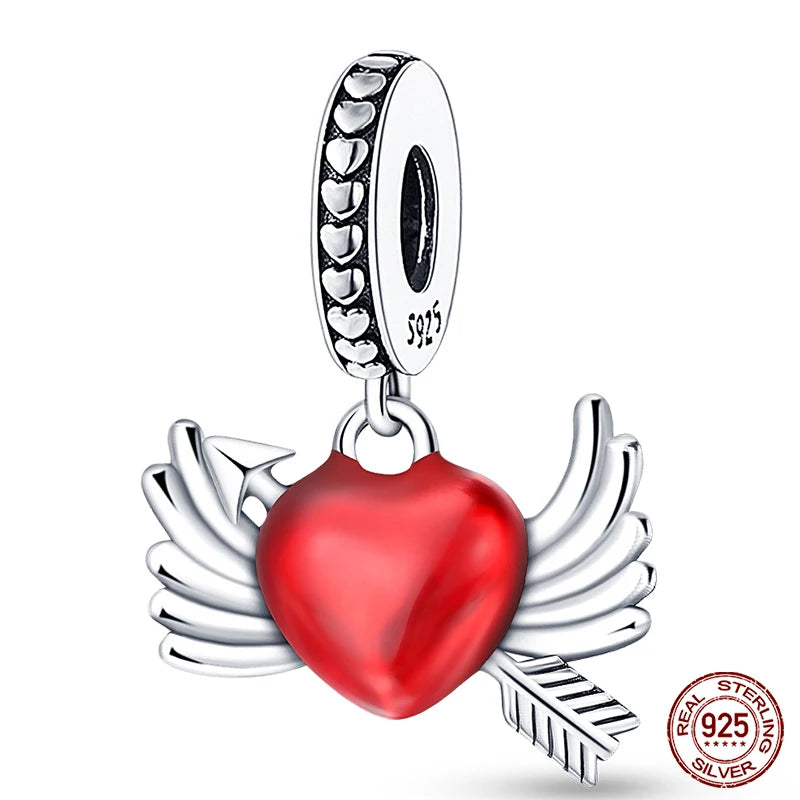 Silver bracelets Charms Beads Red Color Shapes - Bakyat Store