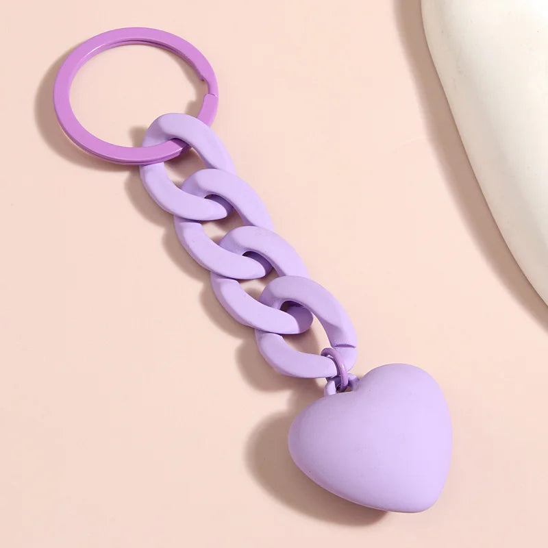 Handmade Heart Keychain Acrylic Plastic Link Chain - Bakyat Store