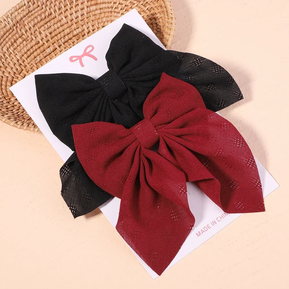 2Pcs/set Sweet Solid Bowknot Hair Clips - Bakyat Store