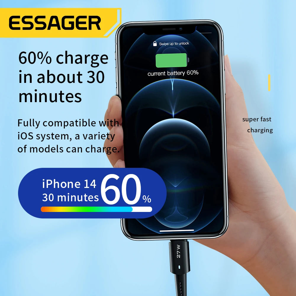 Essager USB C Cable For IPhone 14 13 12 11 pro Max XS 20W Fast Charging Cable Type C To Lighting Date Wire For iPad Macbook - Bakyat Store