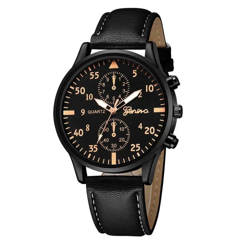 4/2/1pcs Men Sports Watches Set Man Business Quartz Wristwatch Luxury Brown Leather Bracelet Men Casual Clock Watch（no Box） - Bakyat Store