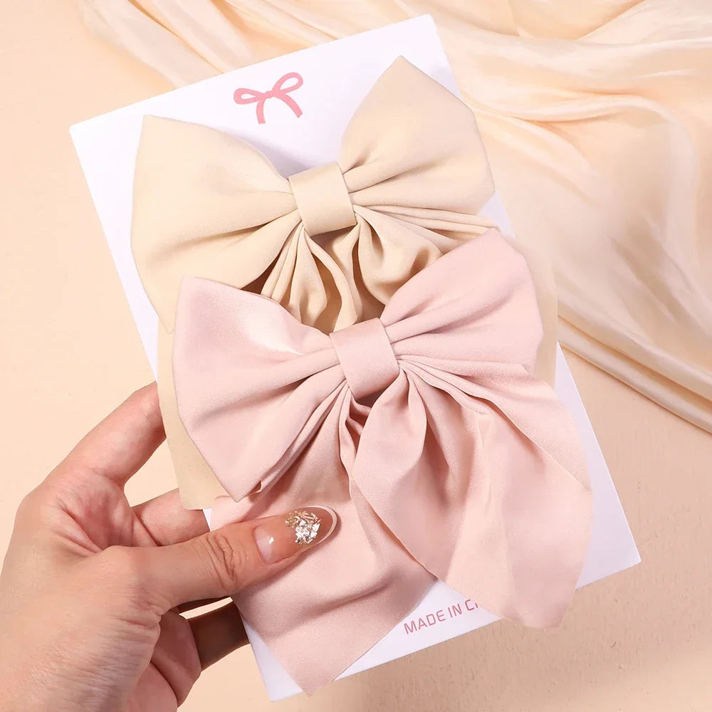 2Pcs/set Sweet Solid Bowknot Hair Clips - Bakyat Store