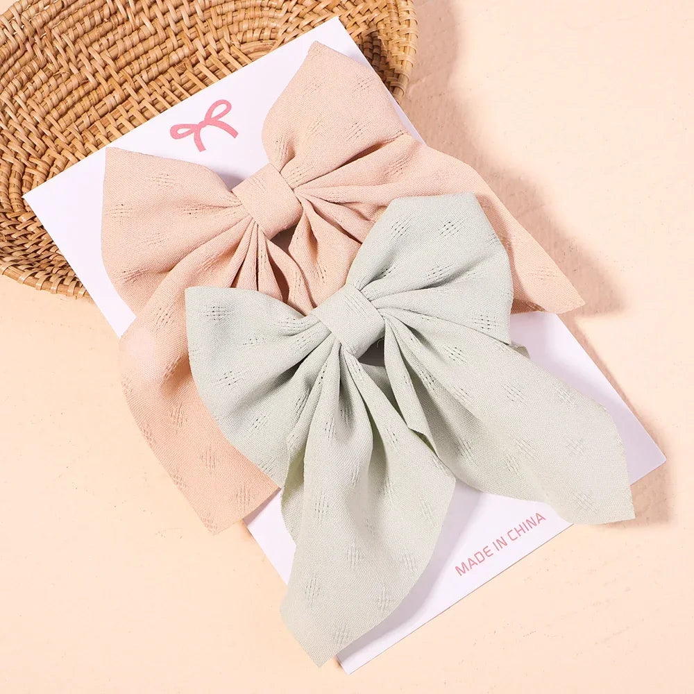 2Pcs/set Sweet Solid Bowknot Hair Clips - Bakyat Store