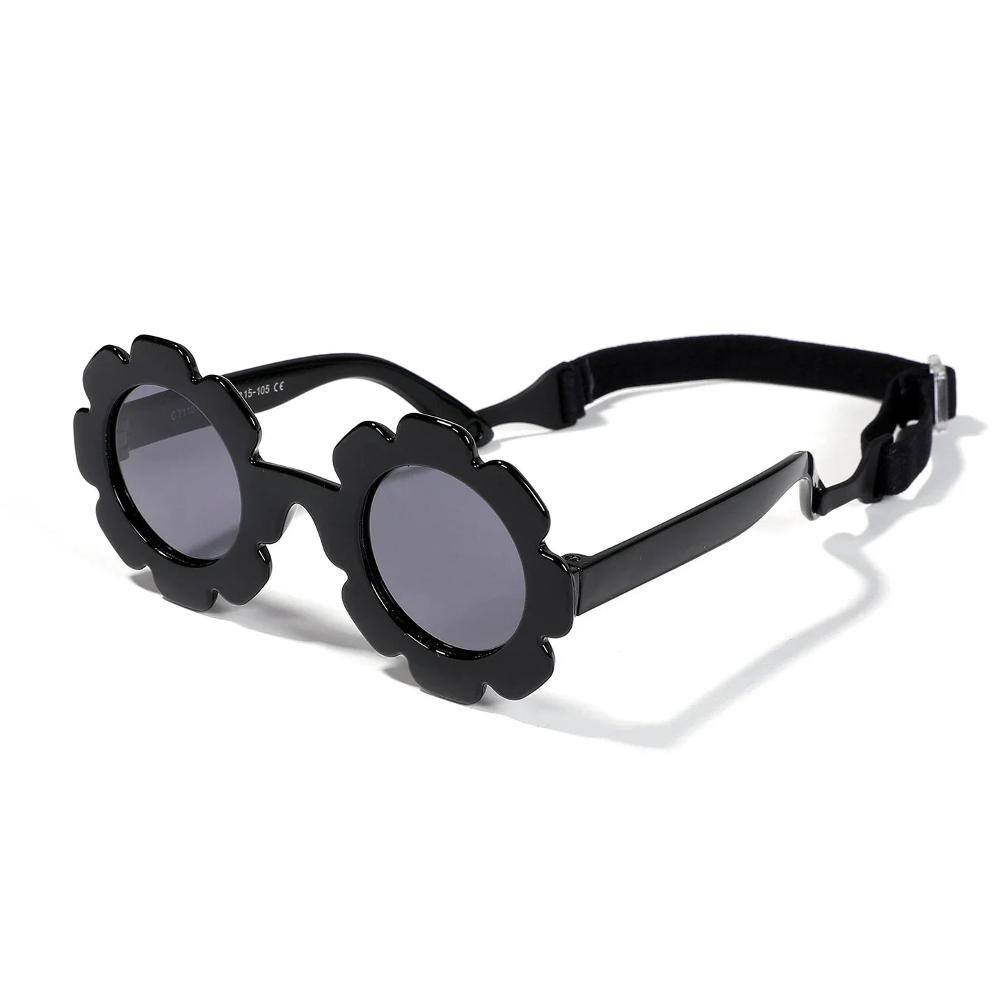 Polarized Sunglasses with Belt Flexible Durable Round Flower Silicone Frame Mirrored UV400 Lens - Bakyat Store