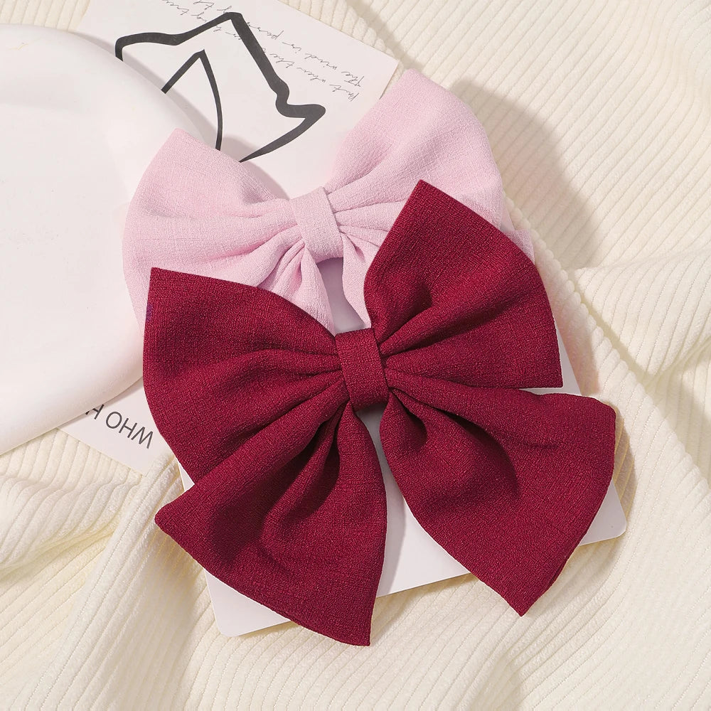 2Pcs/set Sweet Solid Bowknot Hair Clips - Bakyat Store