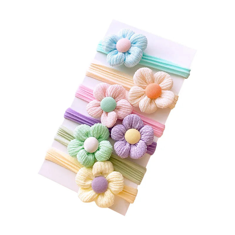 6PCS Sweet Baby Girl Hair Accessories Bows Flower Elastic Hair Bands - Bakyat Store