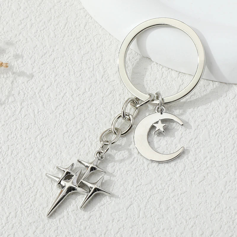 Keychains Star Moon Metal Key Rings - Bakyat Store