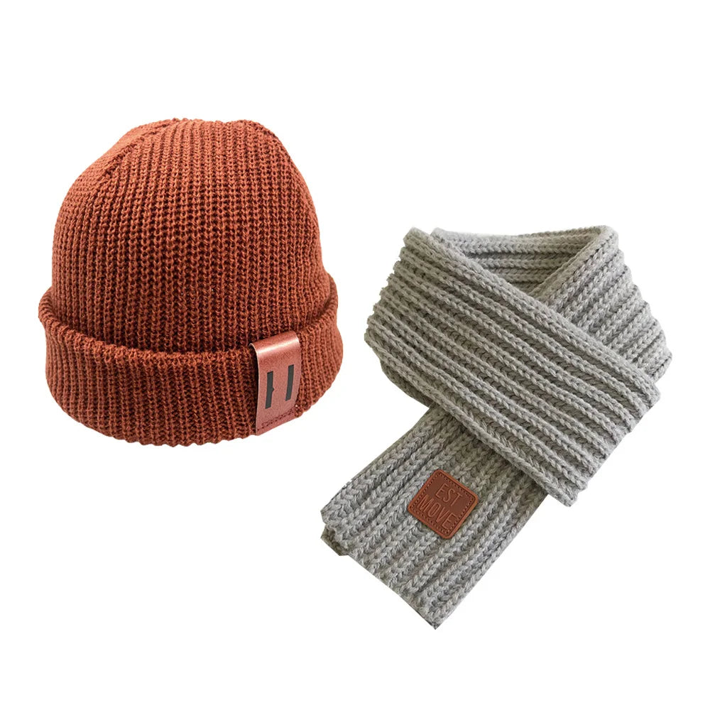 Knitted Baby Hat Scarf Set Winter Kids Beanie - Bakyat Store