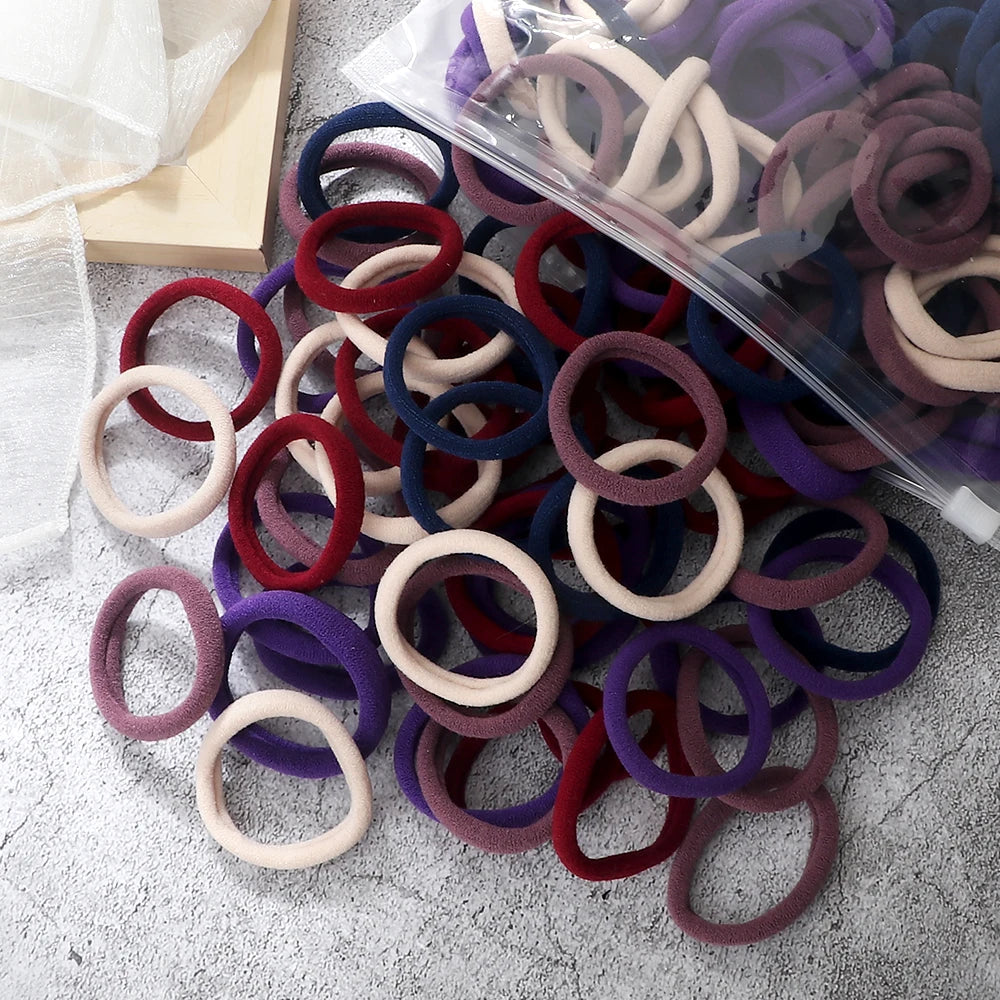 Mixed Colors Hair Bands 4cm Basic Hair Ties Elastic Headband - Bakyat Store