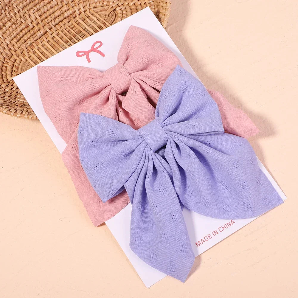 2Pcs/set Sweet Solid Bowknot Hair Clips - Bakyat Store