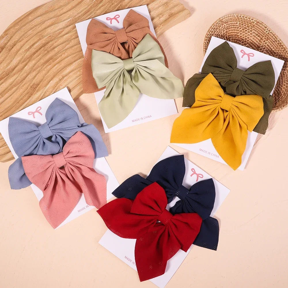 2Pcs/set Sweet Solid Bowknot Hair Clips - Bakyat Store