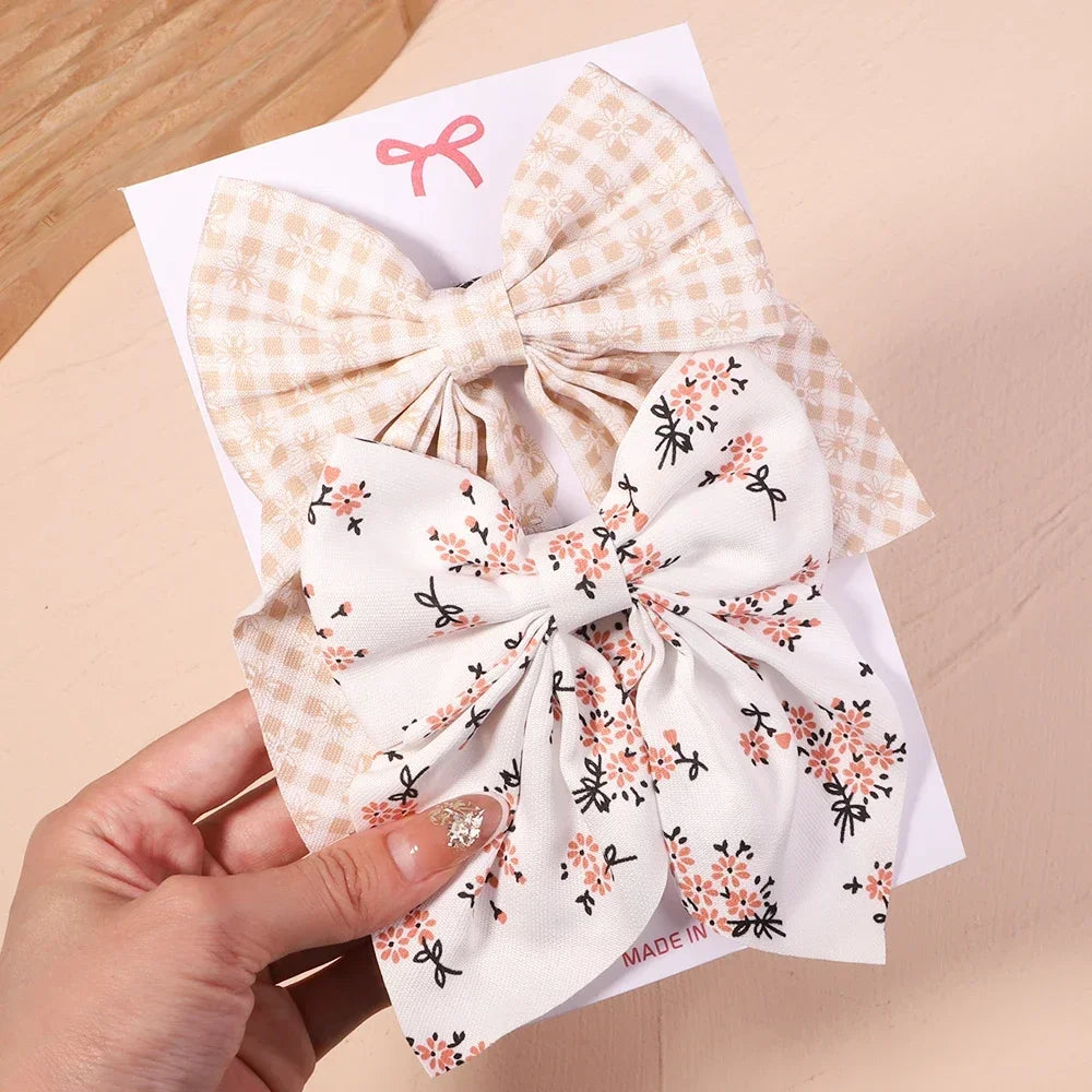 2Pcs/set Sweet Solid Bowknot Hair Clips - Bakyat Store