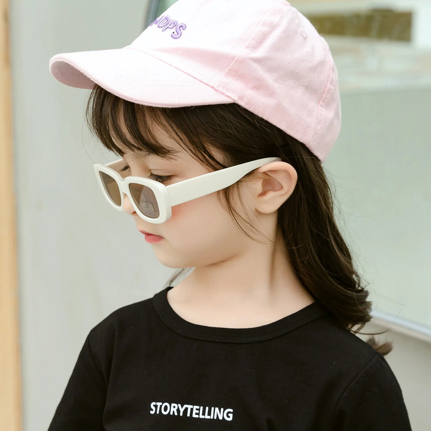 Children Cute Vintage Frosted Rectangle UV400 Sunglasses - Bakyat Store