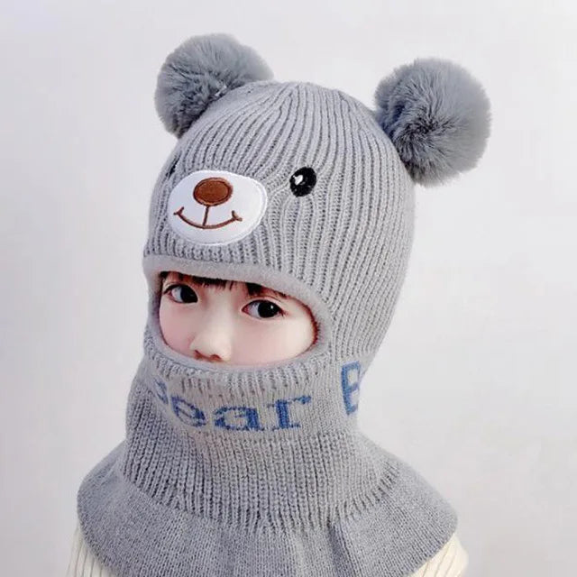 Bear Winter Baby Bonnet Hat Scarf One-Piece - Bakyat Store