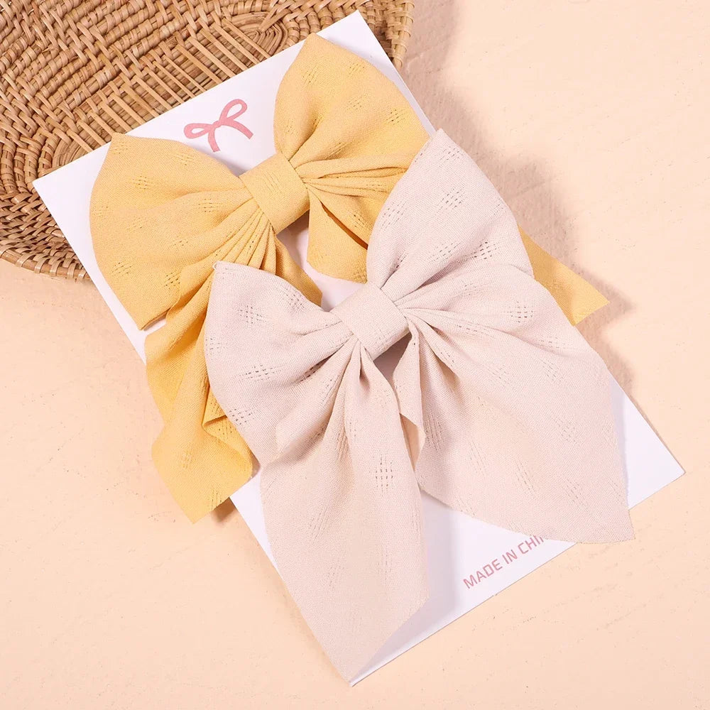 2Pcs/set Sweet Solid Bowknot Hair Clips - Bakyat Store