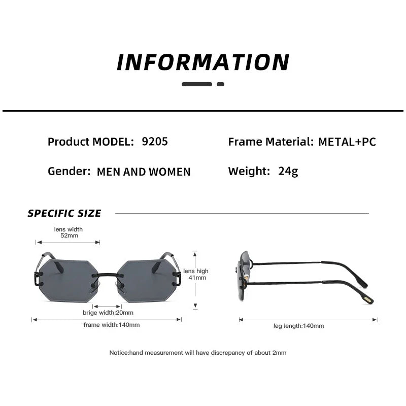 Rimless Polygon Sunglasses - Bakyat Store