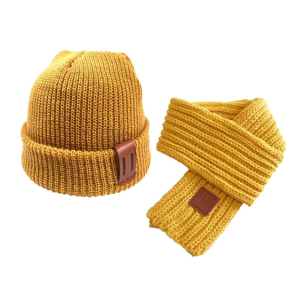 Knitted Baby Hat Scarf Set Winter Kids Beanie - Bakyat Store