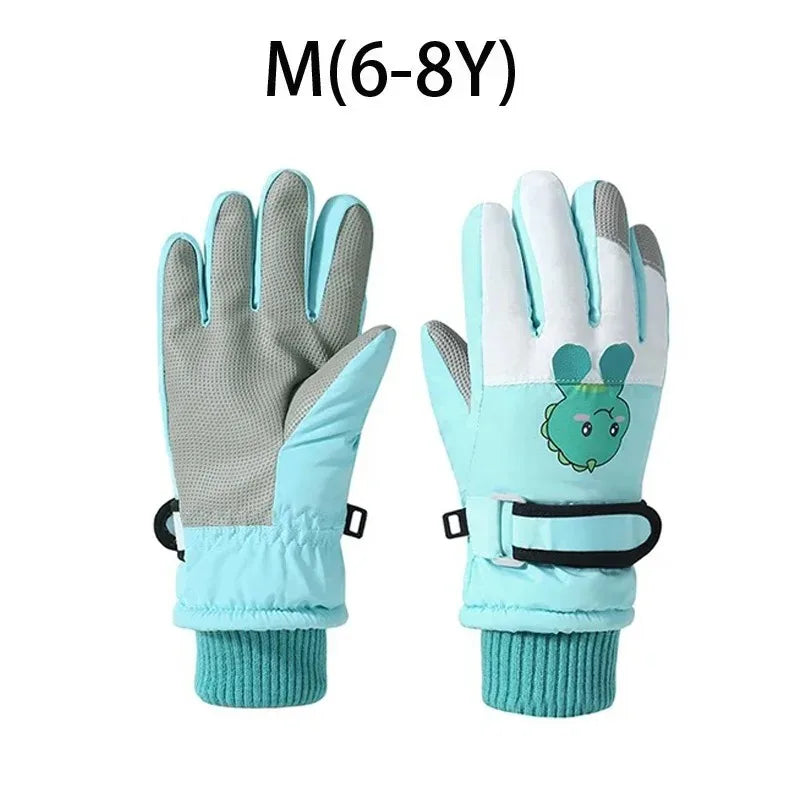 Cute Kids Winter Gloves for Girls Boys Thicken Windproof Children Ski Gloves Snow Sports Child Mittens for Snowboard 4-12Y - Bakyat Store