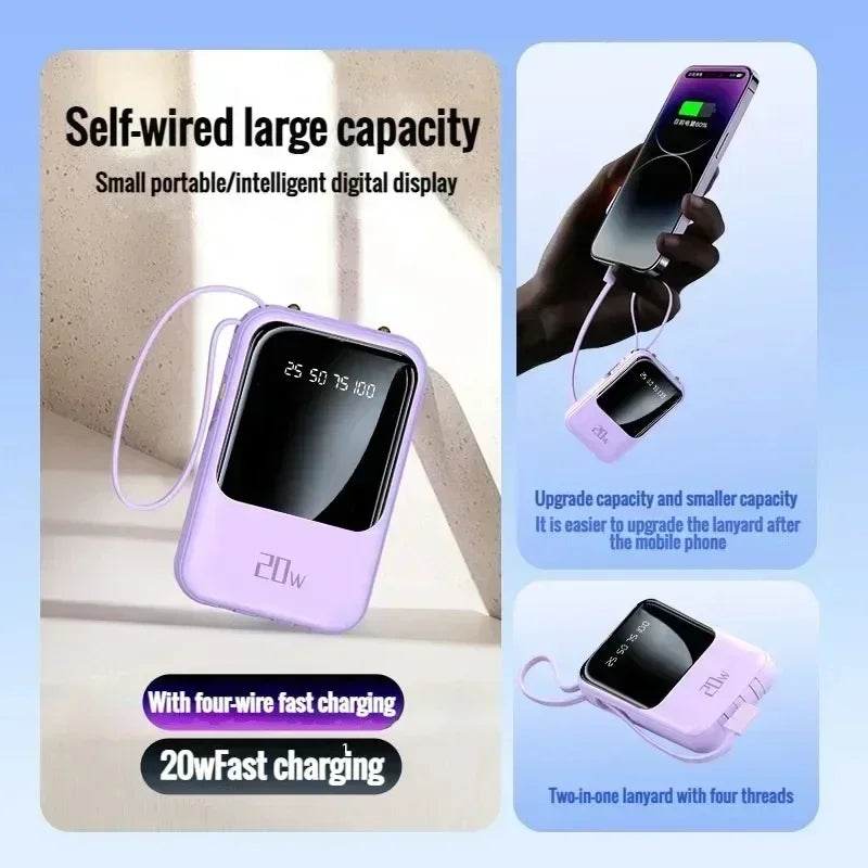 20000mah Fast Charging Power Bank Portable Mini Power Bank Screen Led Display - Bakyat Store