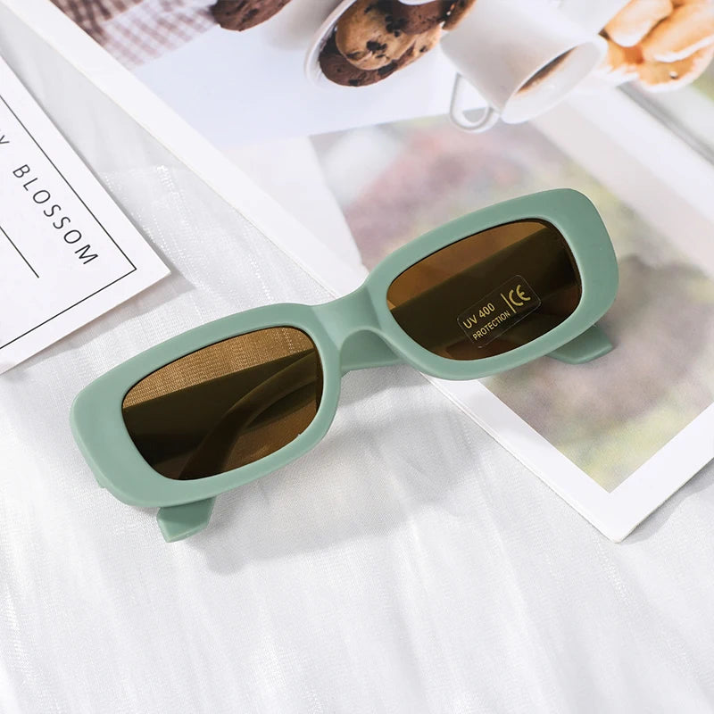 Children Cute Vintage Frosted Rectangle UV400 Sunglasses - Bakyat Store