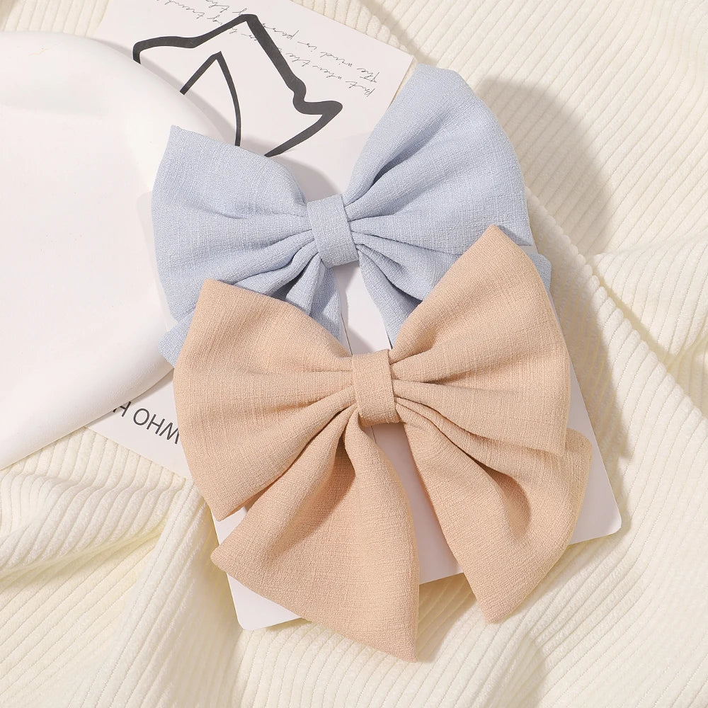 2Pcs/set Sweet Solid Bowknot Hair Clips - Bakyat Store