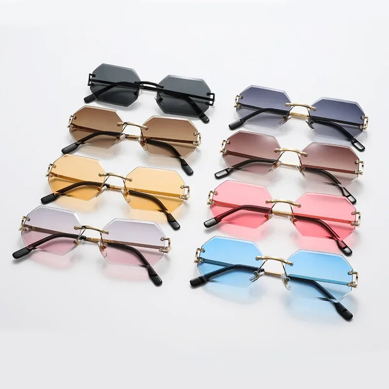 Rimless Polygon Sunglasses - Bakyat Store