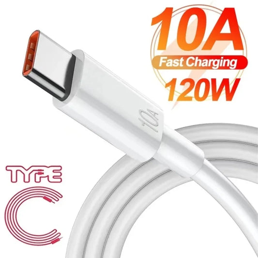 120W 10A Type C Type-C Quick Charging Cable for Samsung Xiaomi Huawei USB C Mobile-trus Phone Data Cord Super Fast Charge Data Cable - Bakyat Store