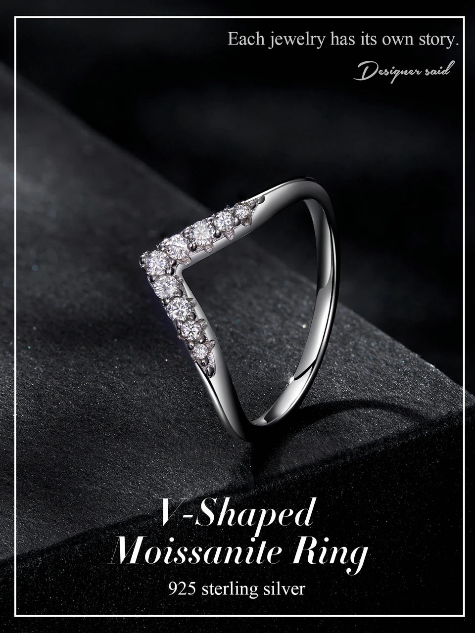 V-shape Moissanite Ring - Bakyat Store