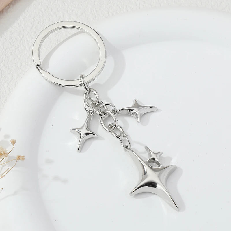 Keychains Star Moon Metal Key Rings - Bakyat Store