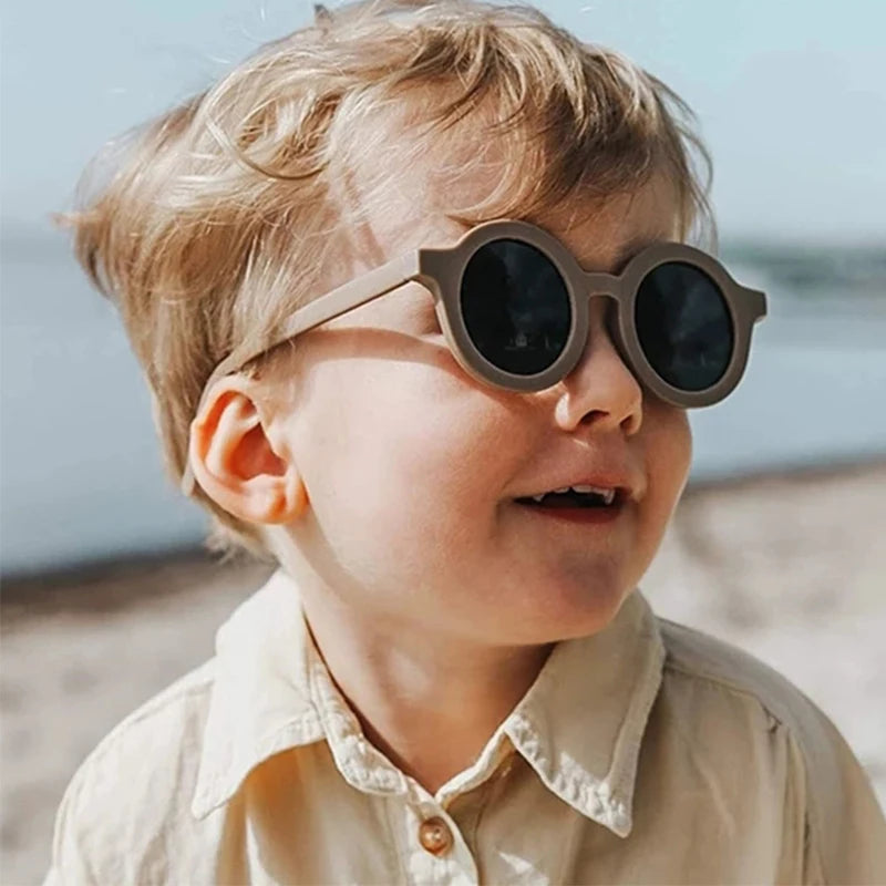 Cute Round Sunglasses for Kids Flexible Rubber Frame - Bakyat Store