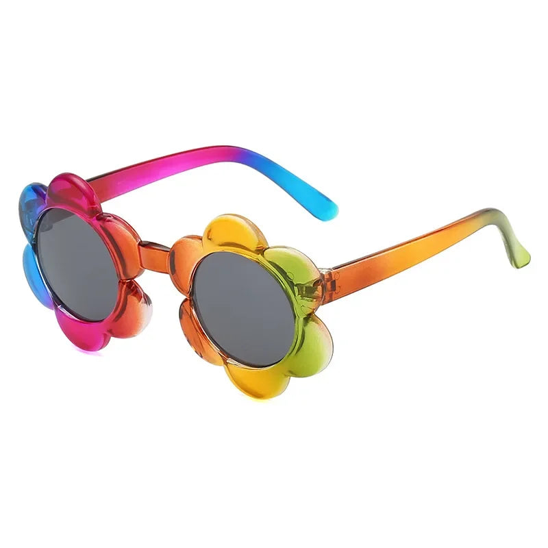 Kids Flower Sunglasses Rainbow Colorful Cute Round Kid Eyewear - Bakyat Store