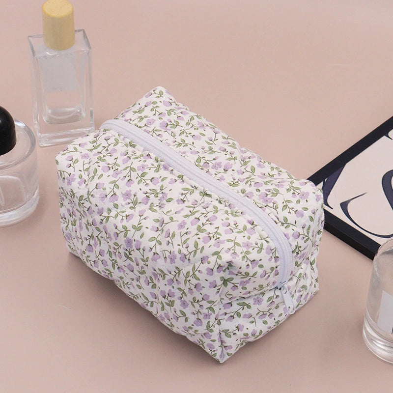 Floral Puffy Quilted Makeup Bag - Bakyat Store