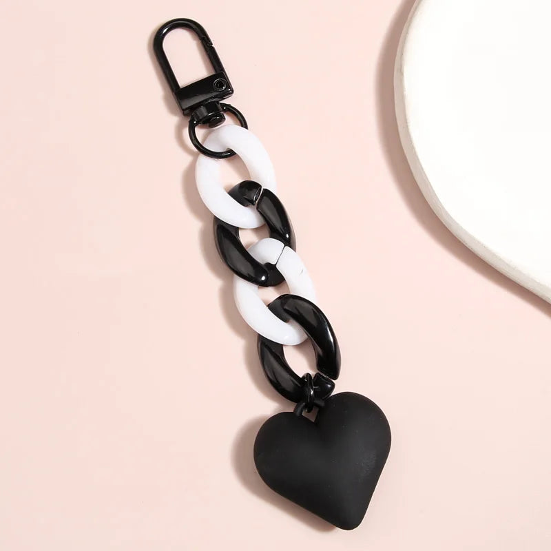 Handmade Heart Keychain Acrylic Plastic Link Chain - Bakyat Store