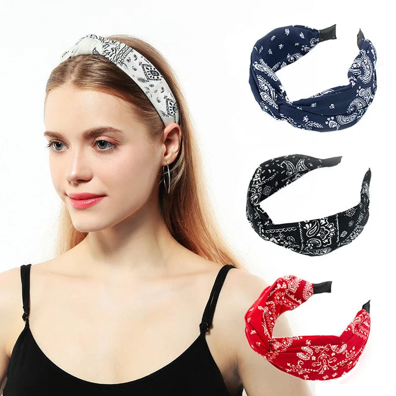 Cotton Cashew Flowers Printing Soft Wide Hair hoop - Bakyat Store