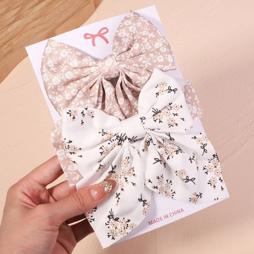 2Pcs/set Sweet Solid Bowknot Hair Clips - Bakyat Store