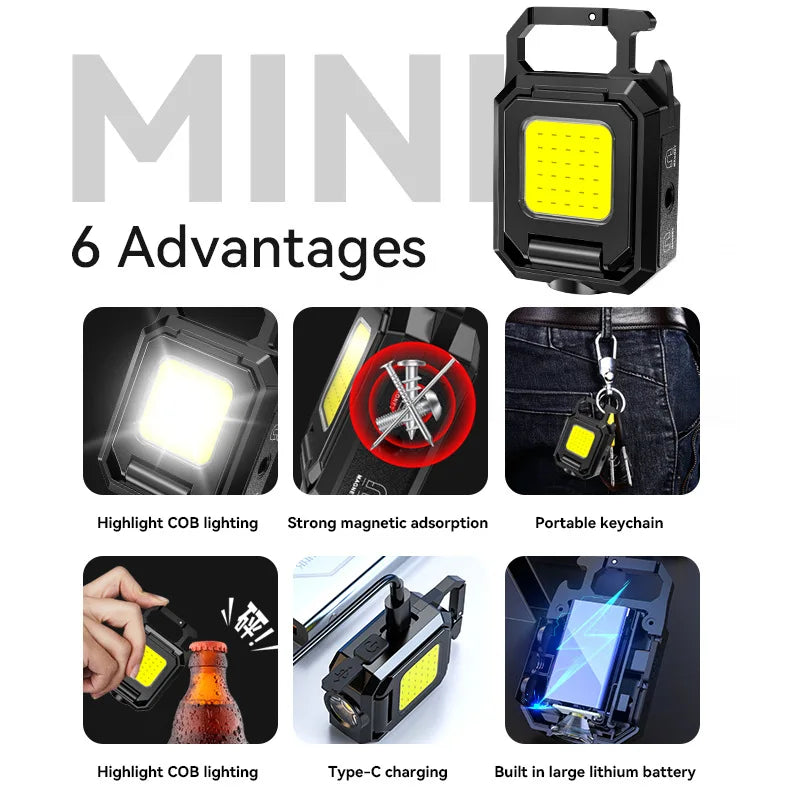 1-4PCS Mini Flashlight 1000MAH Multi-Function Key Dual lamp Source - Bakyat Store