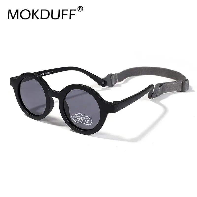 Baby Polarized Round Sunglasses Flexible Rubber Shades with Strap - Bakyat Store