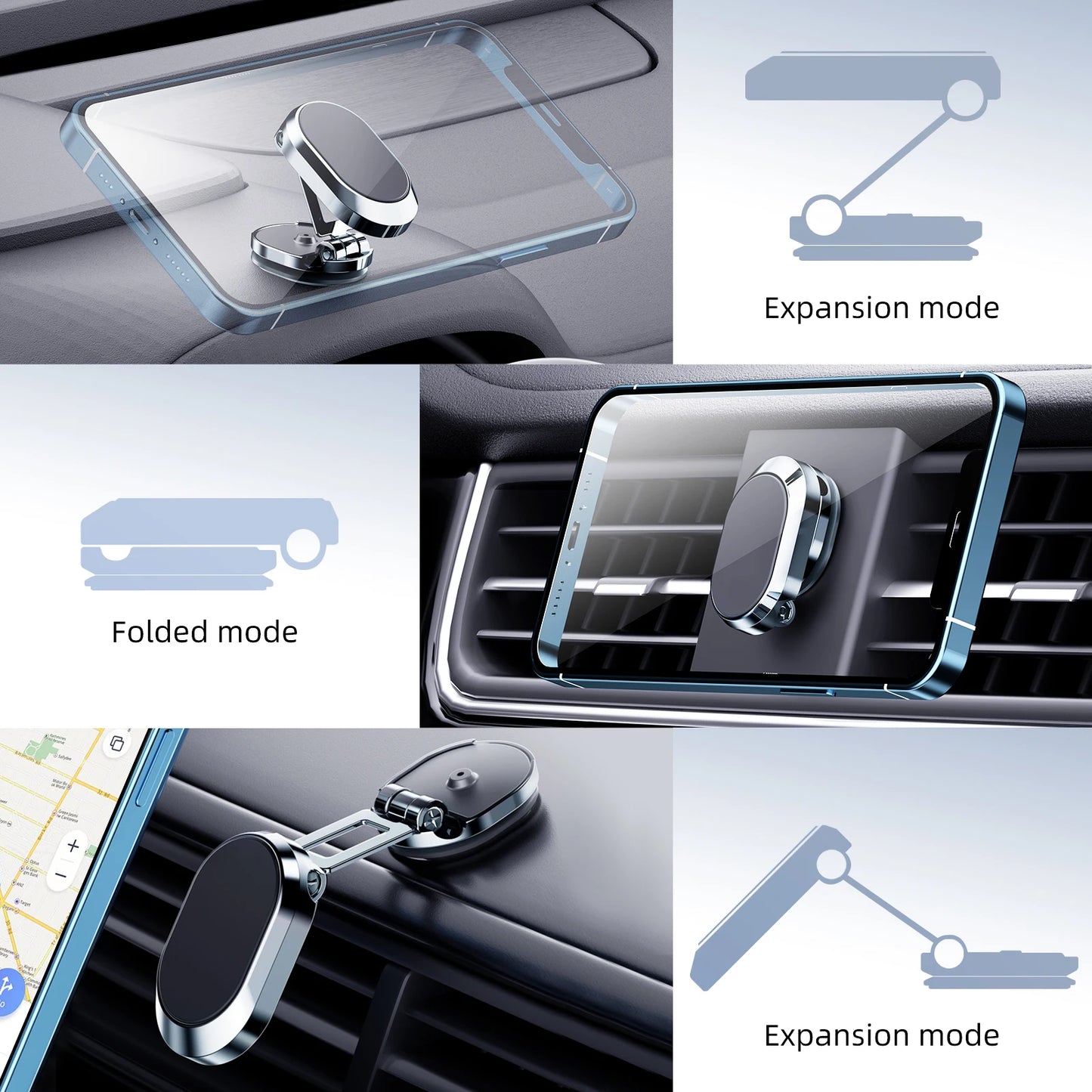 Magnetic Car Phone Holder Magnet Phone Bracket Foldable Dashboard Stand 360-degree Rotatable Navigation Holder Car Accessories - Bakyat Store