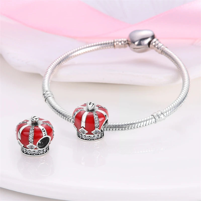 Silver bracelets Charms Beads Red Color Shapes - Bakyat Store