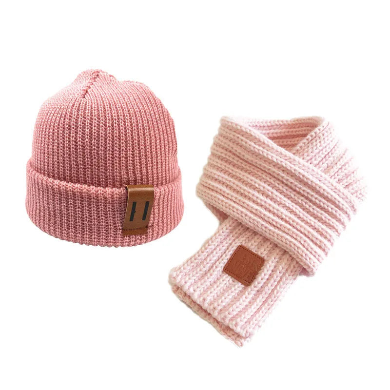 Knitted Baby Hat Scarf Set Winter Kids Beanie - Bakyat Store