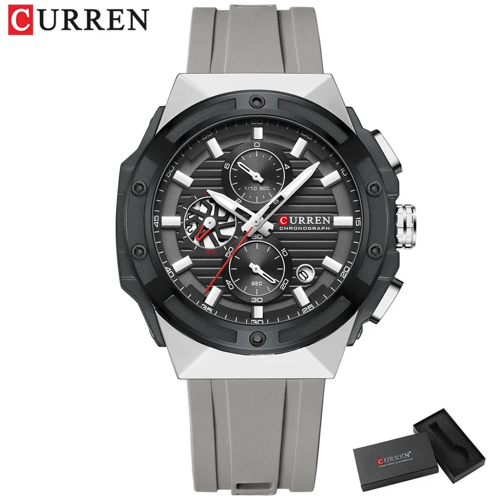 CURREN Brand New Design Men's Watches Silicone Band Military Quartz Wristwatches Fashion Waterproof Clock Relogio Masculino - Bakyat Store