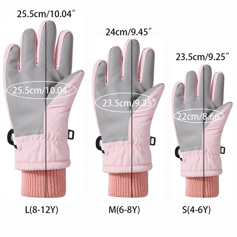 Cute Kids Winter Gloves for Girls Boys Thicken Windproof Children Ski Gloves Snow Sports Child Mittens for Snowboard 4-12Y - Bakyat Store