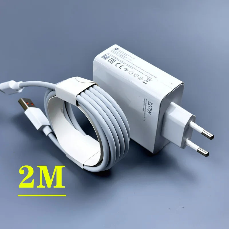 Xiaomi 11T Pro Charger 120W Original EU/US Turbo Quick charge 6A USB C cable For MI 12 pro ultranote 11t pro POCO X3 X4 M4 - Bakyat Store