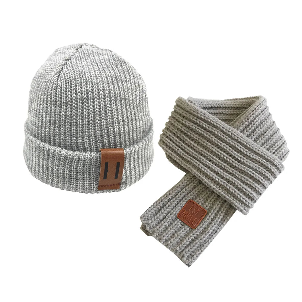 Knitted Baby Hat Scarf Set Winter Kids Beanie - Bakyat Store