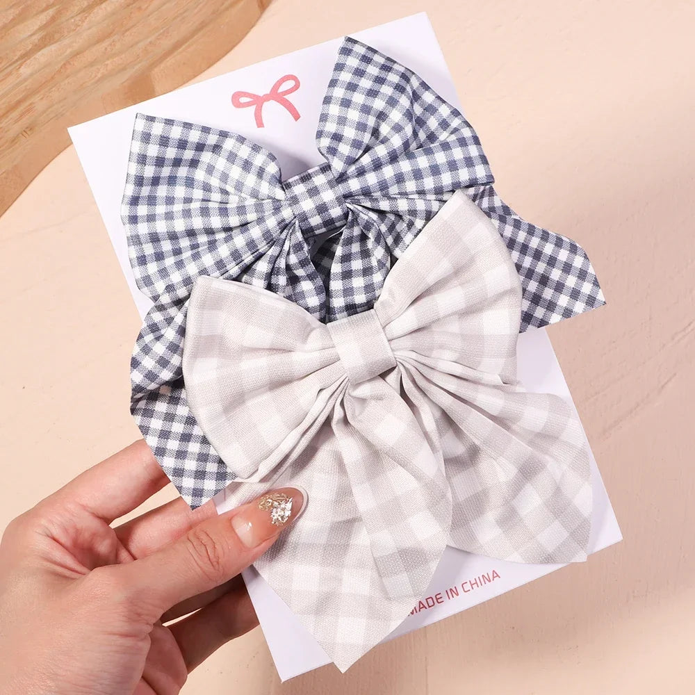 2Pcs/set Sweet Solid Bowknot Hair Clips - Bakyat Store