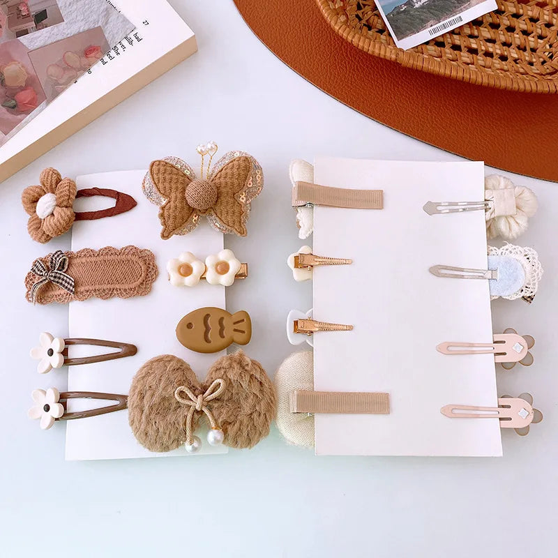 Wool Baby Girl Hairpins Princess Bows Kids Hair Headwear 8Pcs/Set - Bakyat Store