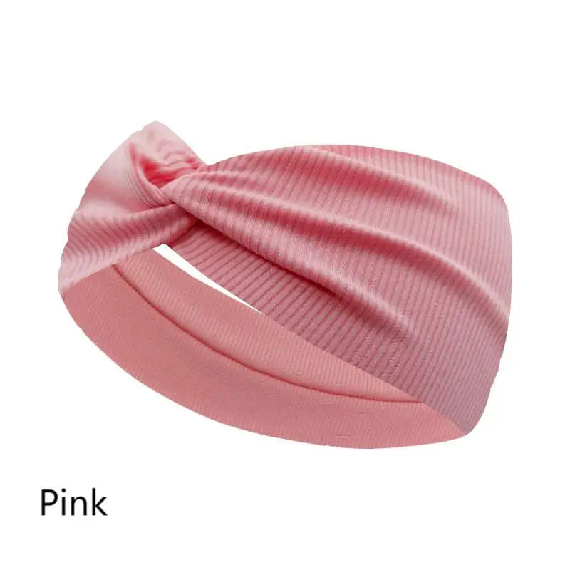 Silky Threaded Fabric Twist Headband Yoga Workout Running Sport Elastic Hair Bands for Women's Turban Hair Wrap for Girls - Bakyat Store