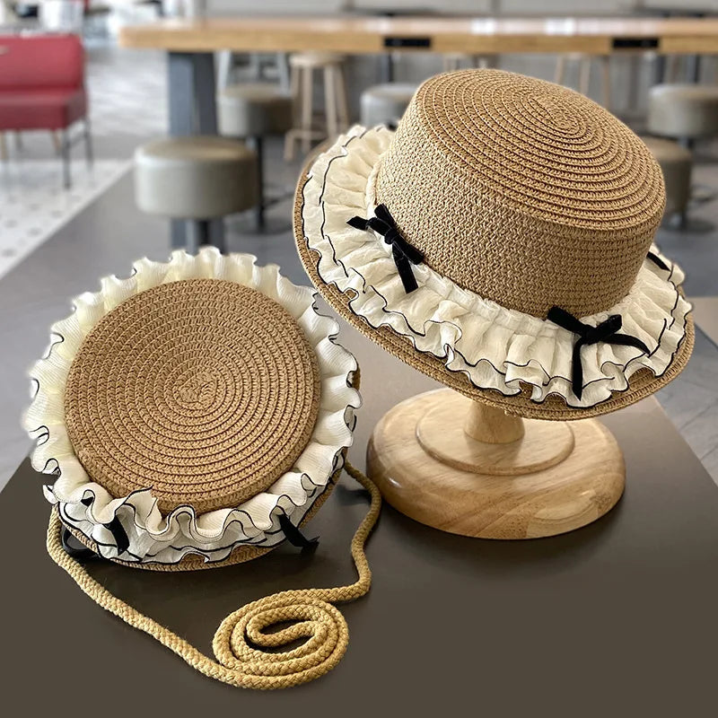 Straw Children Panama Hats for Girls Beach Baby - Bakyat Store