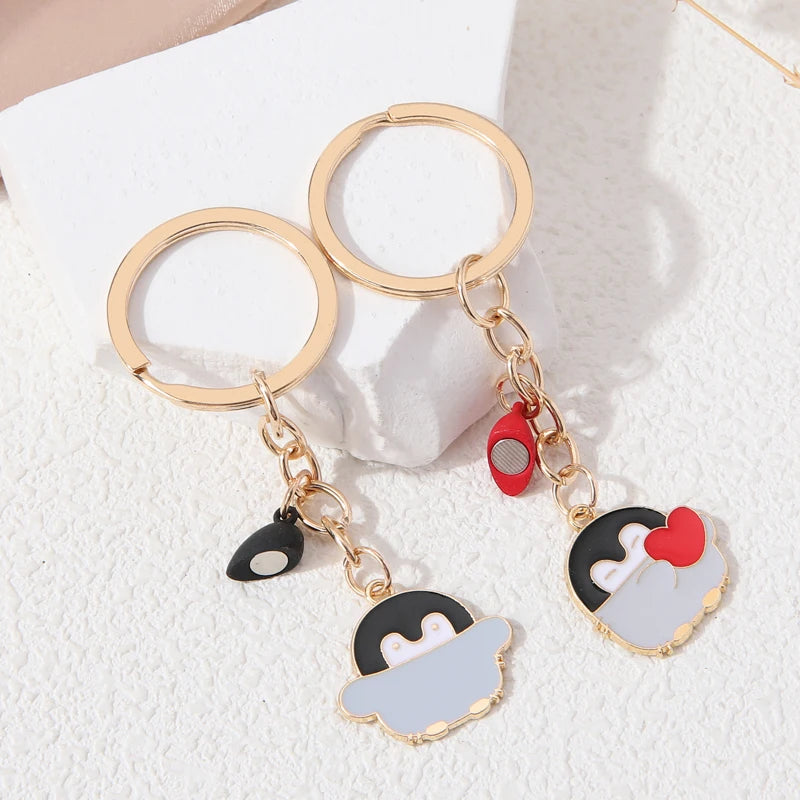 Cute Heart Magnet Penguin keychain Lovely Aniaml Key Chain For Making DIY Jewelry Accessories Necklace Handmade - Bakyat Store