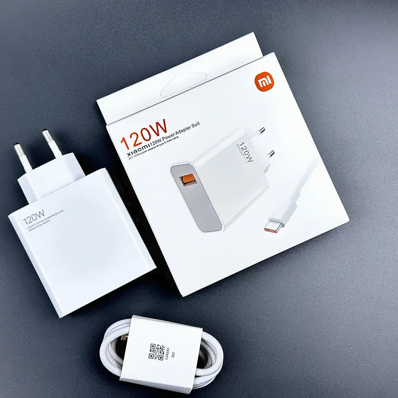 Xiaomi 11T Pro Charger 120W Original EU/US Turbo Quick charge 6A USB C cable For MI 12 pro ultranote 11t pro POCO X3 X4 M4 - Bakyat Store